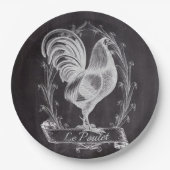 rustikal-schicke Tafel, französischer Hahn Pappteller (Vorderseite)