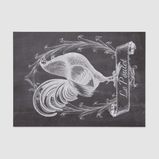 rustikal-schicke Tafel, französischer Hahn Seidenpapier (Vorderseite)