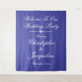 Rustikal schönes Blue Wedding Foto Stand Hintergru Wandteppich