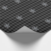 Rustikal, schwarz, grau Tartan kariert - Schneeflo Geschenkpapier (Ecke)