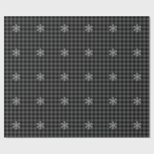 Rustikal, schwarz, grau Tartan kariert - Schneeflo Geschenkpapier (Flach)