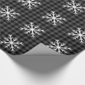 Rustikal, schwarz, grau Tartan kariert - Schneeflo Geschenkpapier (Ecke)