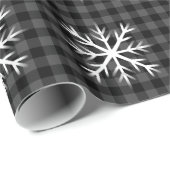 Rustikal, schwarz, grau Tartan kariert - Schneeflo Geschenkpapier (Rolleneckpunkt)