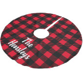 Rustikal Schwarz und Rot Buffalo Karo Kariert Polyester Weihnachtsbaumdecke (Schrägansicht)