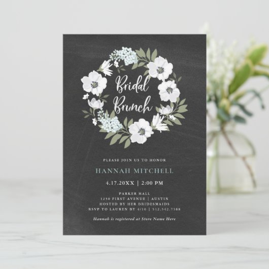 Rustikal, schwarz und weiß | Bridal Brunch Einladung (Stehend Vorderseite)