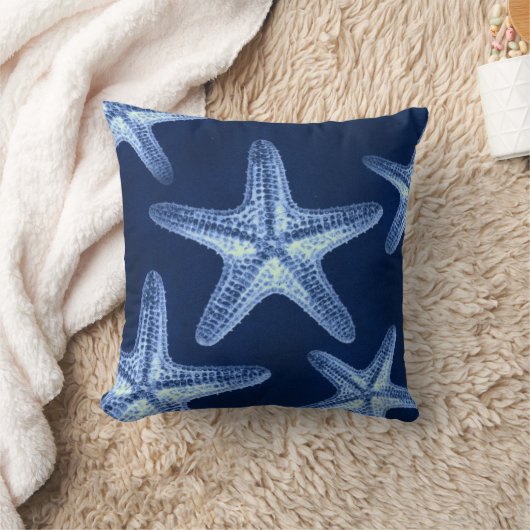 Rustikal-Seesternisch an der Küste Kissen (Decke)
