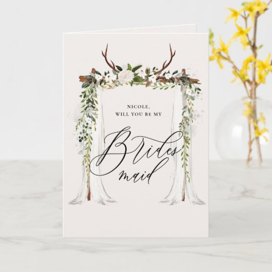 Rustikal sei meine Brautjungfrau Karte (Gelbe Blume)