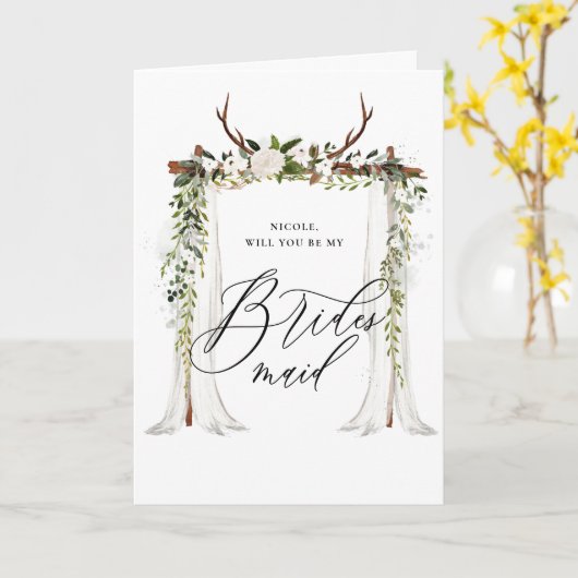 Rustikal sei meine Brautjungfrau Karte (Gelbe Blume)