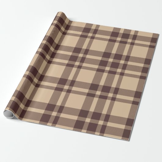 Rustikal Simple Brown Kariert Weihnachten Geschenkpapier (Ungerollt)