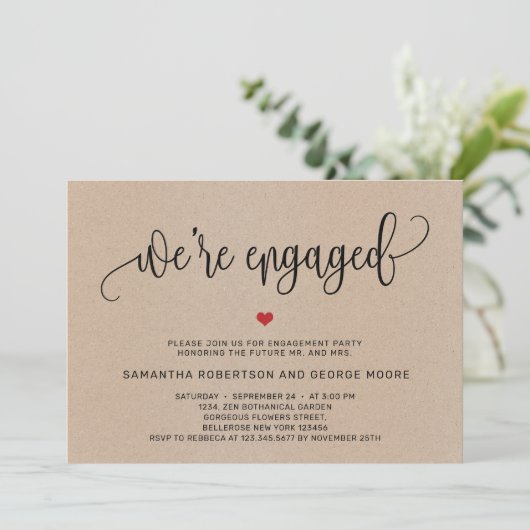 Rustikal sind wir verlobte Verlobung von Kraftpapi Einladung (Stehend Vorderseite)