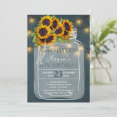 Rustikal | Sonnenblumenleuchten im Mauerglas 16 . Einladung (Stehend Vorderseite)