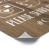 Rustikal, sozial | Hochzeitshashtag-Zeichen Poster (Ecke)