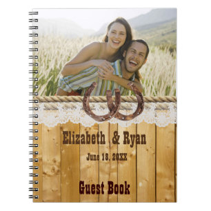 Rustikal, Spitze und Hufeisen, Gast-Buch Notizblock