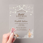 Rustikal, Spitzen, Stiefel Blume Brautparty Acryleinladungen (Insitu (Handheld))