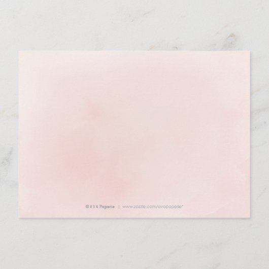 Rustikal staubige, rosafarbene boho blühende Unter Begleitkarte (Rückseite)