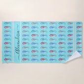 Rustikal Strand tropische Fische Seite Grüne Koral Strandtuch (Vorderseite)