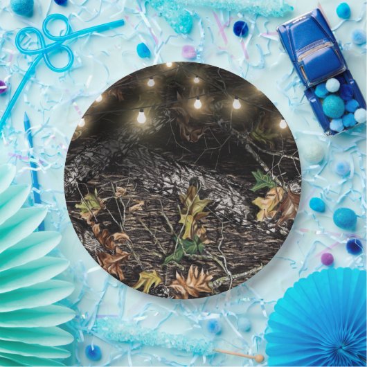 Rustikal + String Lights Jagd Camouflage Party Tel Pappteller (Party)