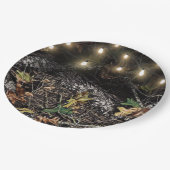 Rustikal + String Lights Jagd Camouflage Party Tel Pappteller (Schrägansicht)