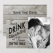 Rustikal Termin zur Champagnerfeier Save The Date (Vorne/Hinten)