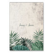 Rustikal tropisches Blattschild, Aquarellfarbe Tischnummer (Rückseite)