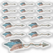 Rustikal Türkis Feathers Tribal Arrow Boho Chic Aufkleber (Vorderseite)