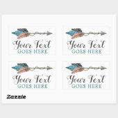 Rustikal Türkis Feathers Tribal Arrow Boho Chic Rechteckiger Aufkleber (Blatt)