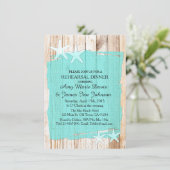Rustikal türkisfarbene Probe Dinner lädt tq1 Einladung (Stehend Vorderseite)