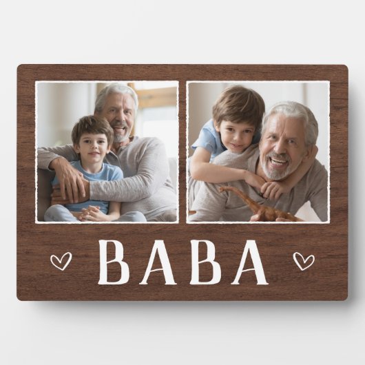 Rustikal Two Foto Baba Opa Fotoplatte (Vorderseite)