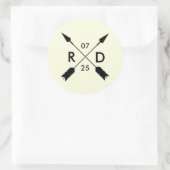 rustikal und Bohemisch | Kreuzbogen | Custom Weddi Runder Aufkleber (Tasche)