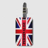 Rustikal Union Jack UK Flag Personalisiert Gepäckanhänger (Vorderseite Vertikal)