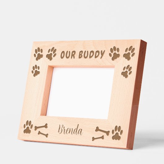Rustikal Unser Buddy Skripthundename Geätzte Rahmen (Links)