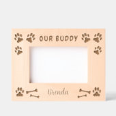 Rustikal Unser Buddy Skripthundename Geätzte Rahmen (Vorderseite)