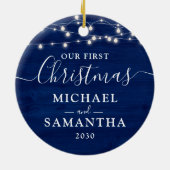 Rustikal Unser erstes Weihnachtspaar individuell a Keramik Ornament (Hinten)