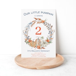 Rustikal unser kleiner Pumpkin Blue Zweiter Geburt Einladung