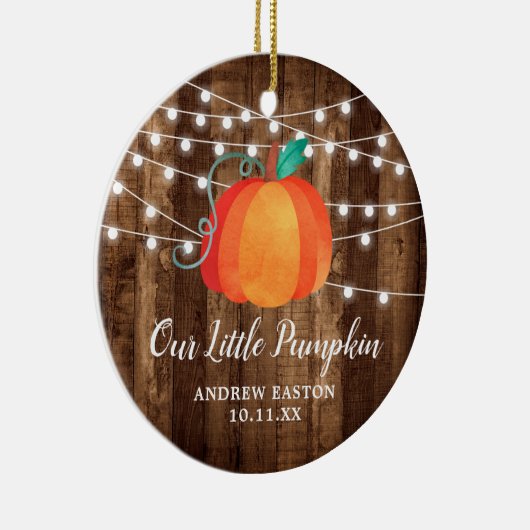 Rustikal unser kleines Pumpkin Personalisiert Fall Keramik Ornament (Rechts)