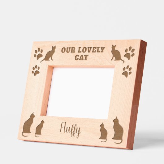 Rustikal Unser lieblicher Cat Script Cat Name Geätzte Rahmen (Links)