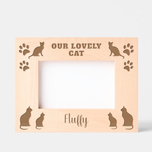 Rustikal Unser lieblicher Cat Script Cat Name Geätzte Rahmen (Vorderseite)