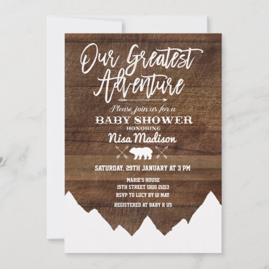 Rustikal Unsere Beste Erlebnisduschkarte Einladung (Vorderseite)