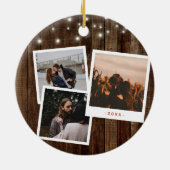 Rustikal Unsere erste Weihnachts-Verlobte FotoColl Keramik Ornament (Hinten)