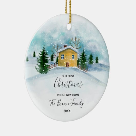 Rustikal Unsere ersten Weihnachten in unserem neue Keramik Ornament (Rechts)