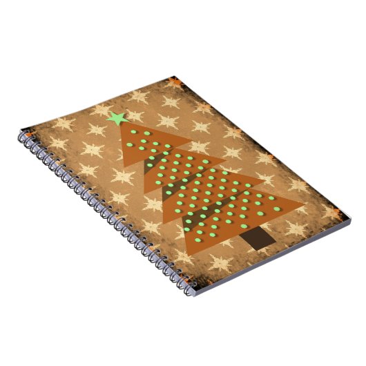 Rustikal verbrannte Bronze Retro Weihnachtsbaum Notizblock (Rechte Seite)