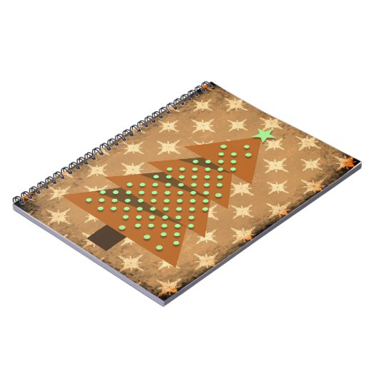 Rustikal verbrannte Bronze Retro Weihnachtsbaum Notizblock (Linke Seite)