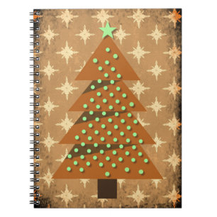 Rustikal verbrannte Bronze Retro Weihnachtsbaum Notizblock