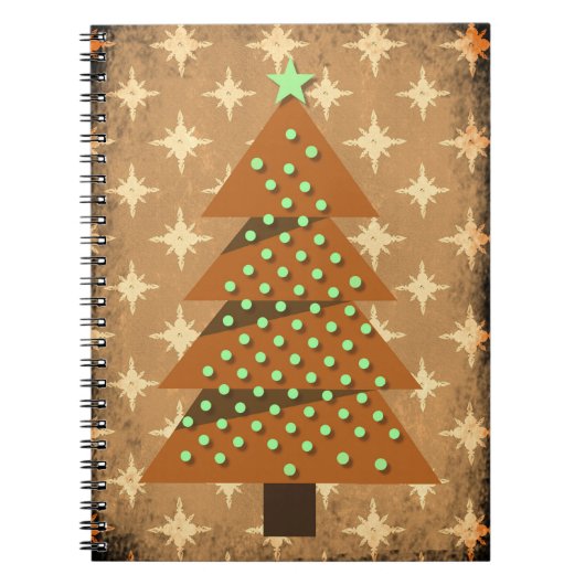 Rustikal verbrannte Bronze Retro Weihnachtsbaum Notizblock (Vorderseite)