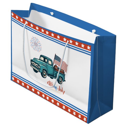 Rustikal/Vintag 4. Juli Große Geschenktüte (Vorderseite Schrägansicht)