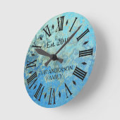Rustikal Vintag Blue Distressed Metal Runde Wanduhr (Winkel)