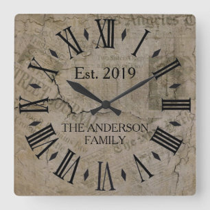 Rustikal Vintag erschüttert New York Times Wall St Quadratische Wanduhr