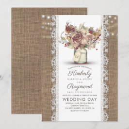 Rustikal Vintag Floral Mason Jar | Burlap Wedding Einladung