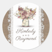 Rustikal Vintag Floral Mason Jar | Burlap Wedding