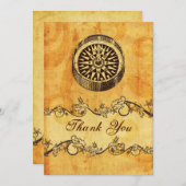 rustikal, Vintag, Kompass nautisch danke Einladung (Vorne/Hinten)